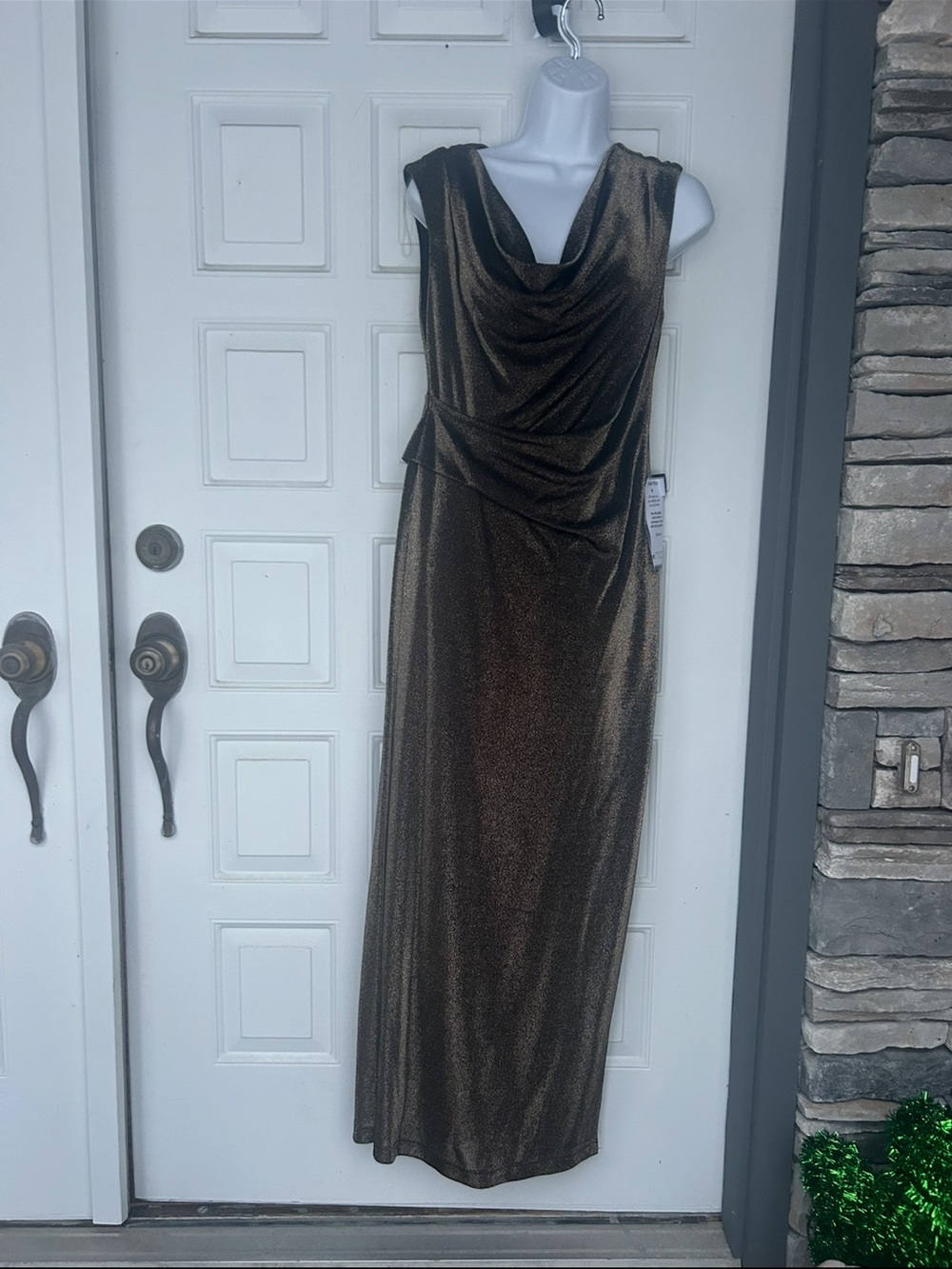 Connected Apparel Metallic Maxi Dress NWT